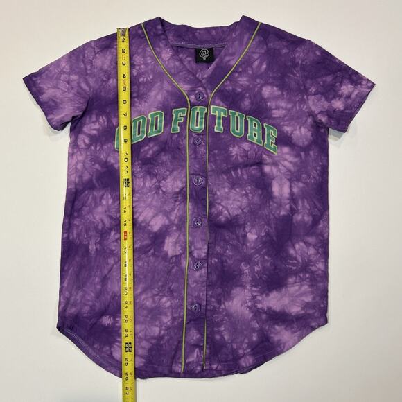 Odd Future Womens Baseball Jersey Size Medium Purple Tie Dye Button Wolf Gang - Picture 10 of 12